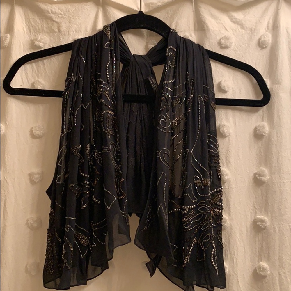 All Saints Black Beaded Top
